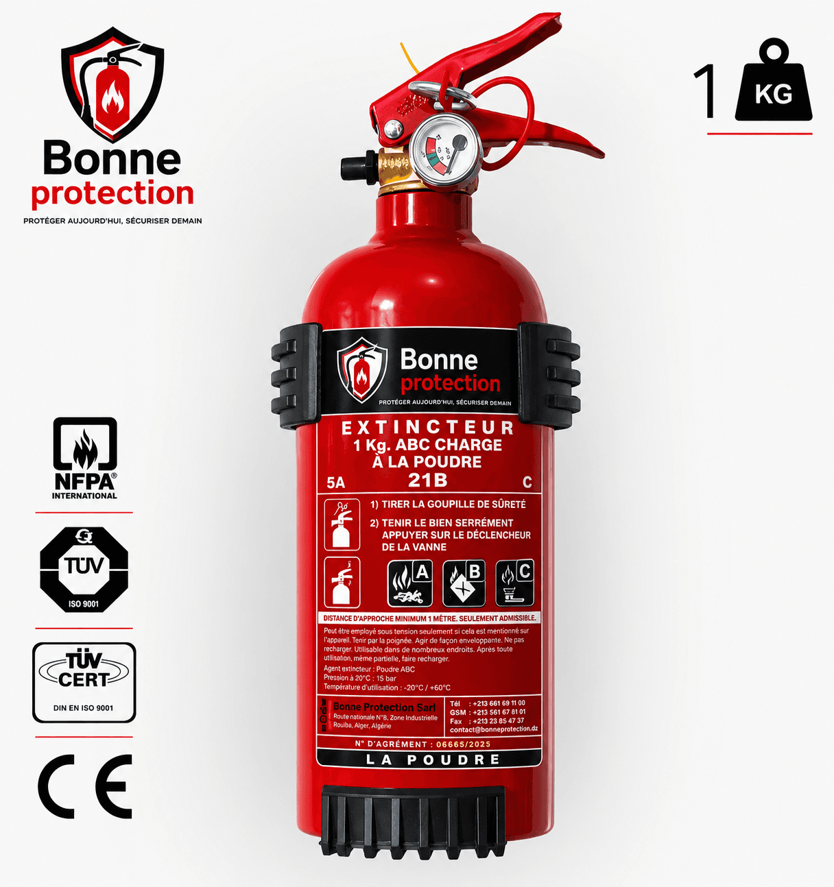 1KG Extincteurs pour voiture à poudre chimique sèche