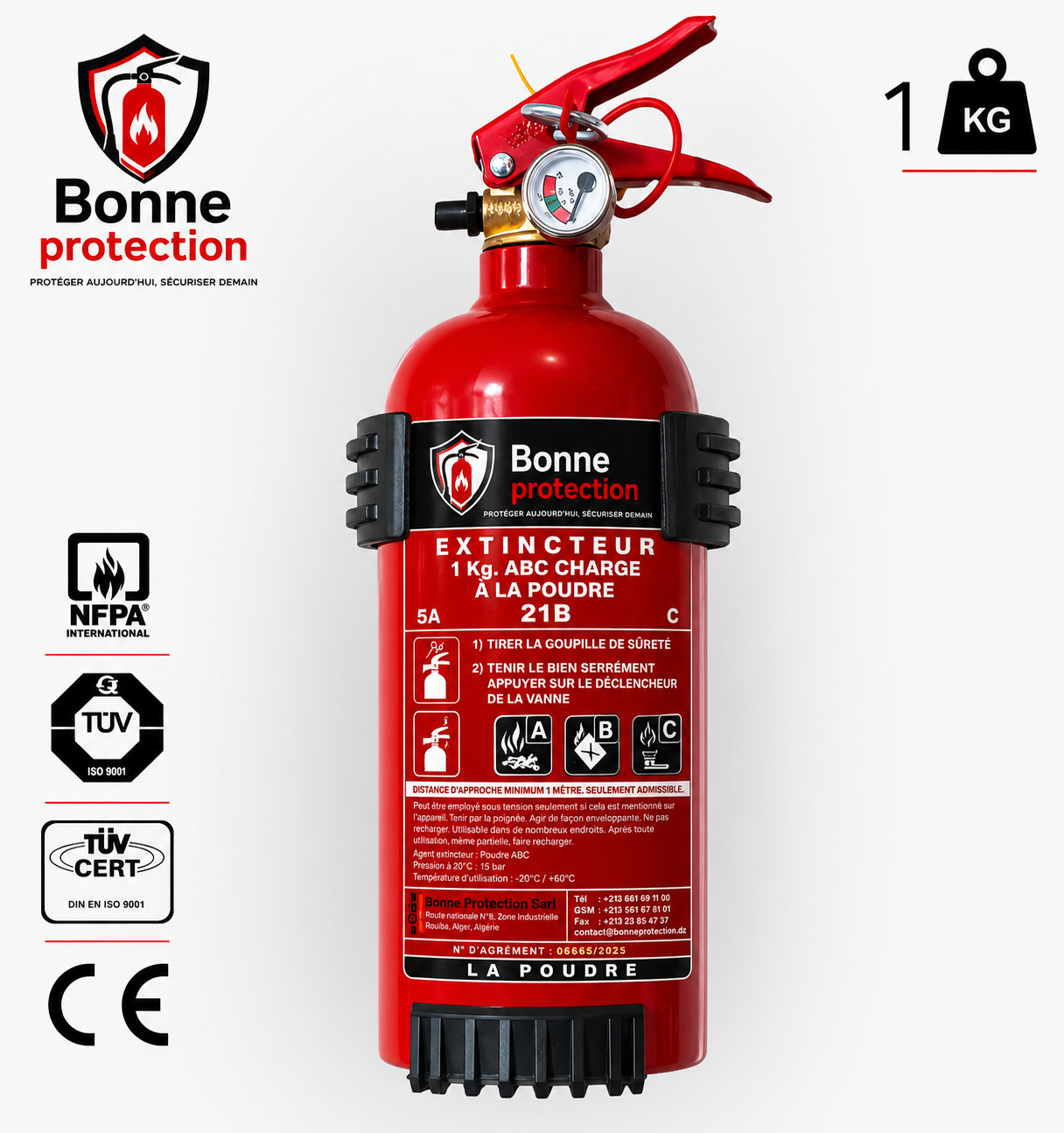 1KG Extincteurs pour voiture à poudre chimique sèche