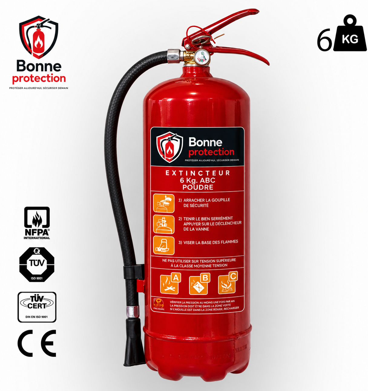 Extincteur à poudre polyvalente ABC 6kg